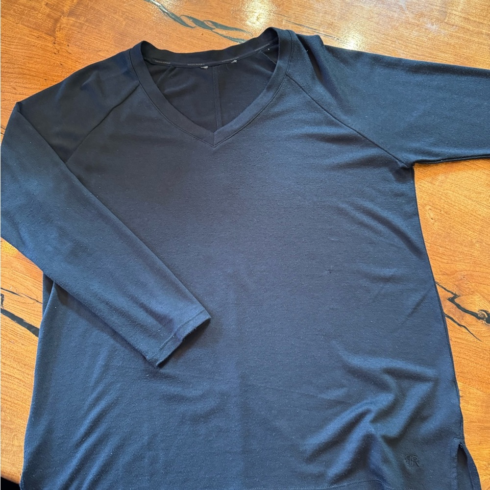Banana Republic Black Sweater with V-neck Collar